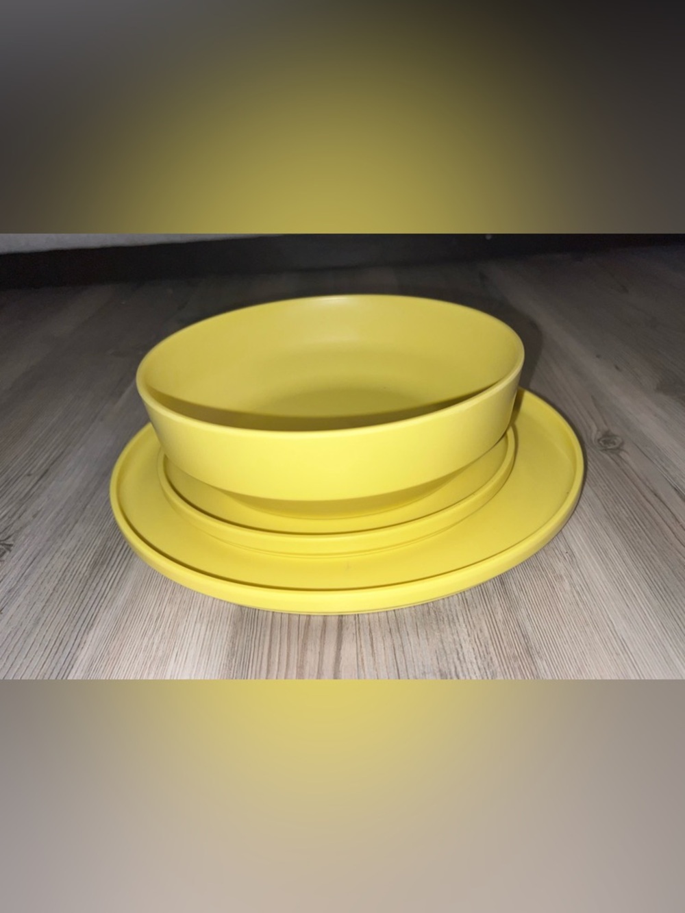 West Elm Aaron Probyn  Yellow Melamine Plastic Plate And Bowl Sets 3 Pieces